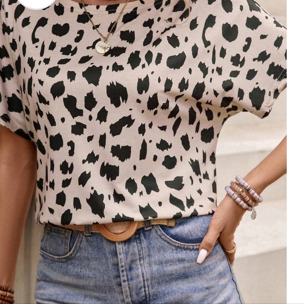 Khaki leopard batwing cutout back...